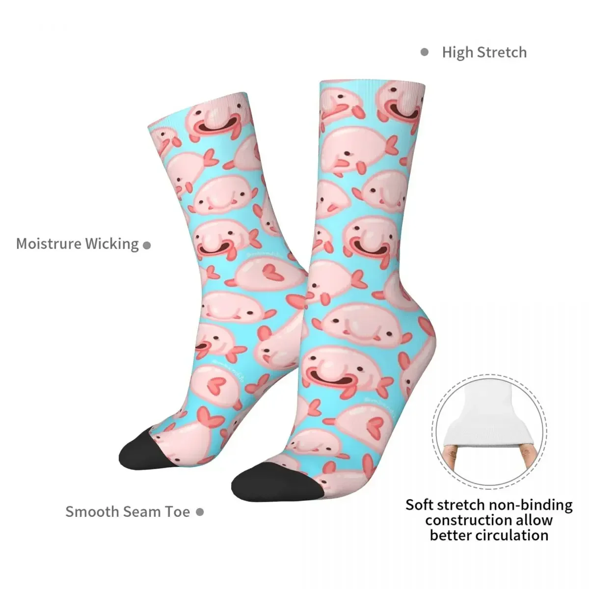 Blobfish-calcetines largos con patrón Harajuku para hombre y mujer, medias absorbentes de sudor, accesorios para todas las estaciones, regalo de cumpleaños