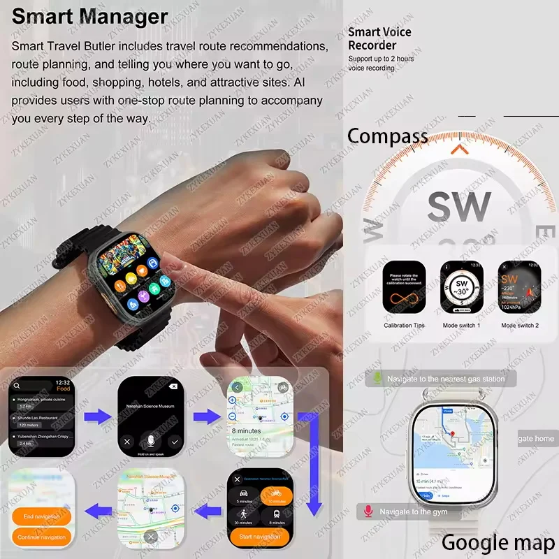 2025 Nuovo Orologio Originale DT Ultra 3 Pro Astuto Della Vigilanza Degli Uomini Google mappa NFC GPS Tracker HD BT Chiamata IP68 Impermeabile orologi intelligenti Donne