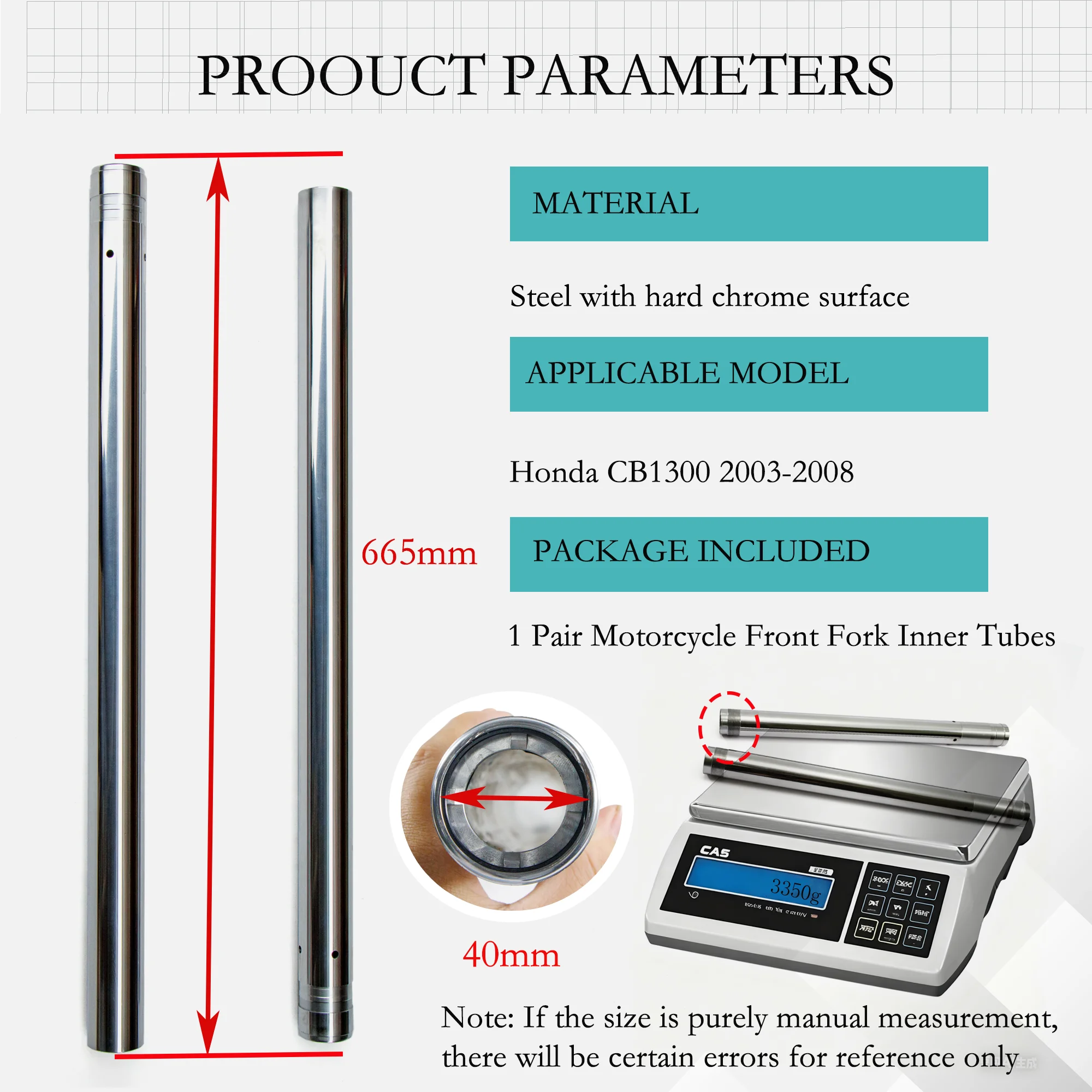 يصلح ل H ​ Onda CB1300 سوبر أربعة الجبهة شوكة تعليق الأنابيب الداخلية مجموعة 2003 - 2008 CB 1300 SF 2004 2005 دراجة نارية الملحقات