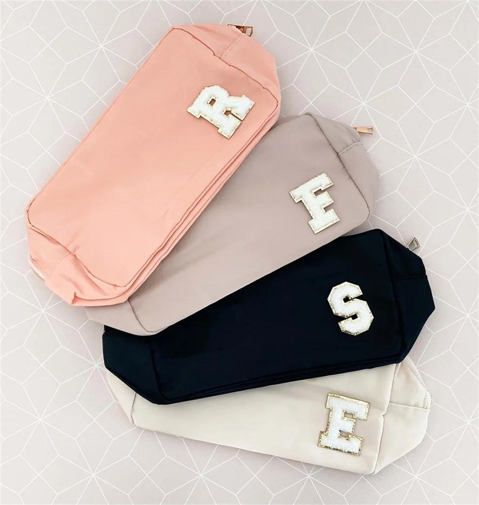 Personalized Nylon Pouch Gift Bags Custom Make Up Pouches Women Teen Birthday Gift Monogram Cosmetic Bag Bridesmaid Gift Idea