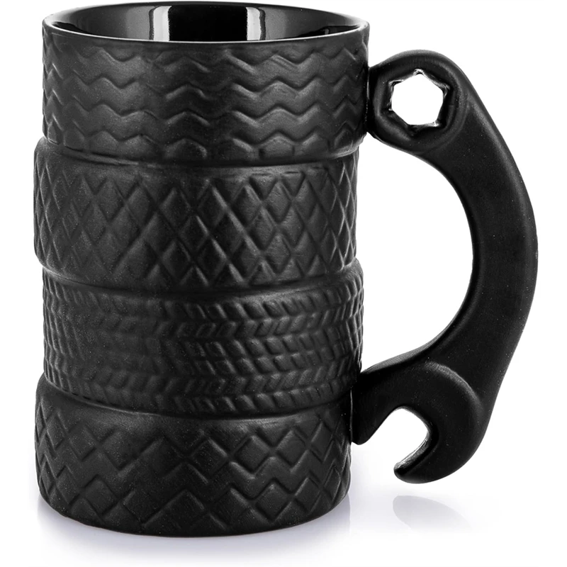 Tyre Cup Large Capacity Ceramic with Spoon Tyre Cup 3D Large Car Cup with Handle Coffee Cups for Men Retail
