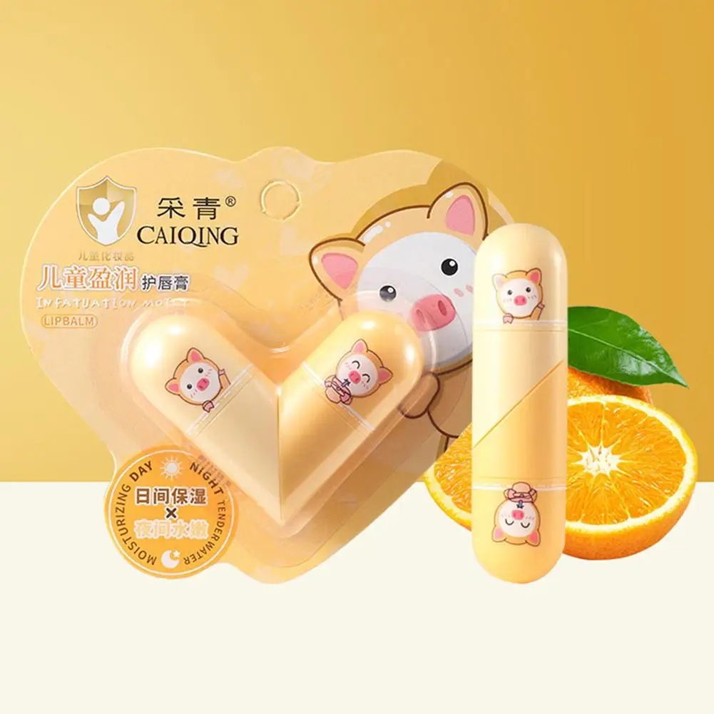 

Детский бальзам для губ с натуральным фруктовым вкусом, оранжевый/яблочный/клубничный, витамин Е, увлажняющий, против сухого растрескивания, для девочек F1Z6