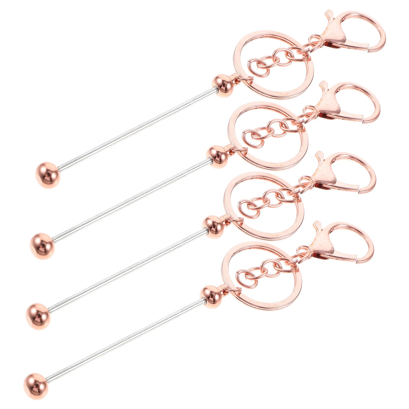 

4pcs Beaded Keychains for Women DIY Craft Metal Accessories Key Ring Buckle Handbag Hardware Beadable Bar Keychain