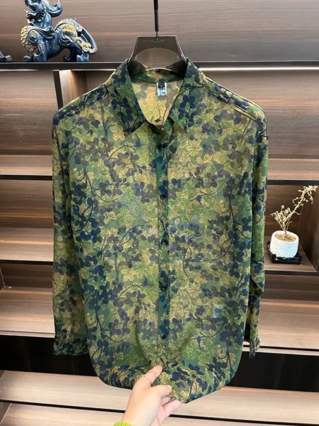 Summer Men's Floral Shirt High Quality Elegant Sun Protection Turn-down Collar Slim Fit Long Sleeve Youthful Trendy Chinese B...