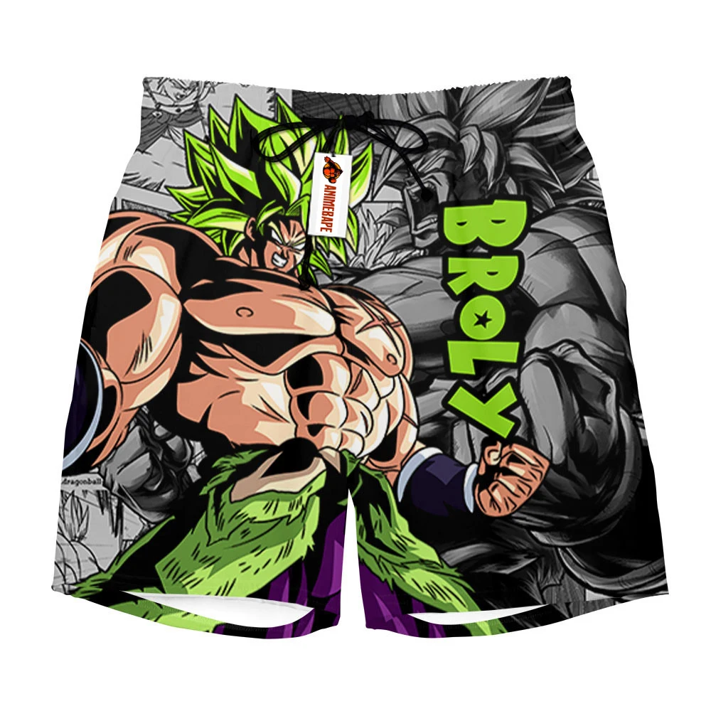 

Шорты с принтом Dragon Ball Broly Legendary Super Saiyan, быстросохнущие, мужские, повседневные, для пляжа, для тренировок в тренажерном зале, спортивные шорты