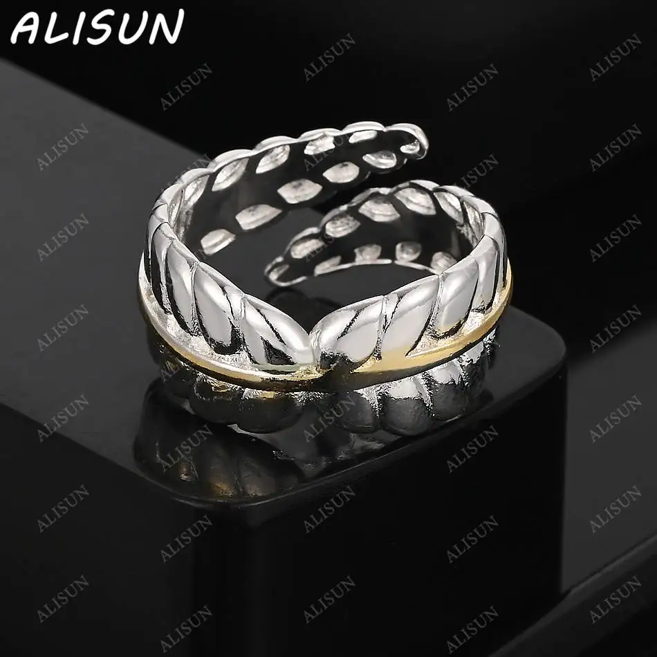 

ALISUN 925 Sterling Silver Leaves Open Ring For Women Men Grace Jewelry Trend Fashionable Birthday Party Gifts