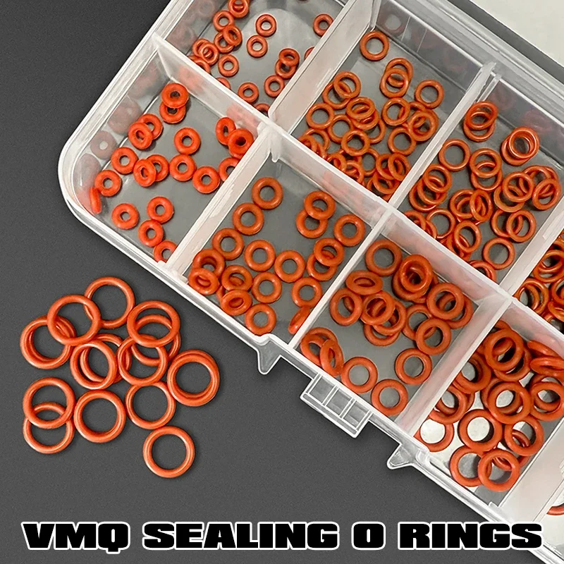 Hochelastische, lebensmittelechte rote Silikon-O-Ringe, 250 Stück, Außendurchmesser 4, 5, 6, 7, 8, 10 mm, verschleißfest, langlebig, für industrielle Sanitärreparaturen