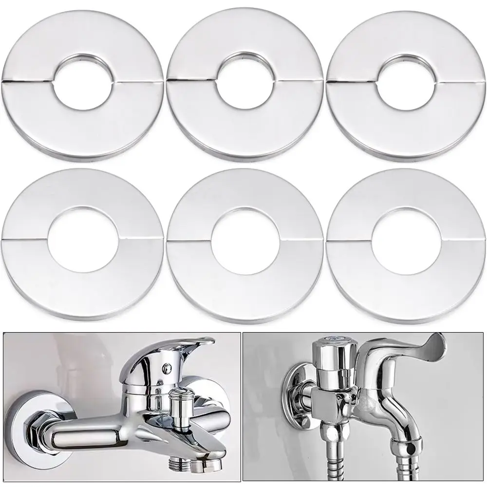 1pc Self-Adhesive Stainless Steel Faucet Decorative Cover Shower Chrome Finish Water Pipe Wall Covers Bathroom Accessories