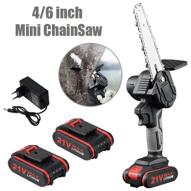 20V Handheld 6Inch Cordless Electric Mini Chain Saw For Wood Cutting