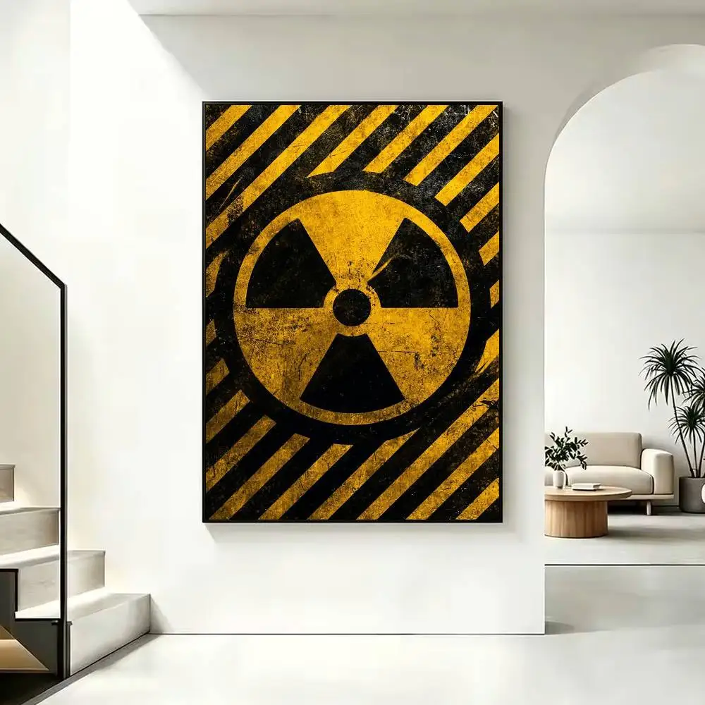 Attention Radiation Symbol Poster High Quality Dorm Living Room Aesthetic Wall Decoration Painting Stickers Gift