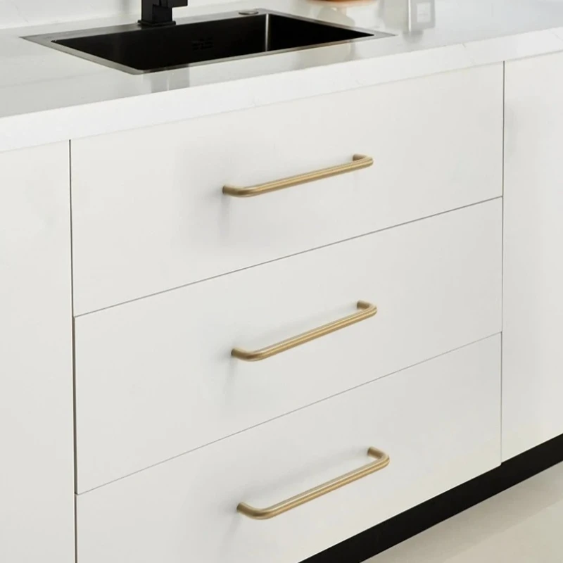 Pitch-row 32-416mm American Minimalist Solid Brass Bedroom Wardrobe Door Handles Gold Handles for Cabinets and Drawers