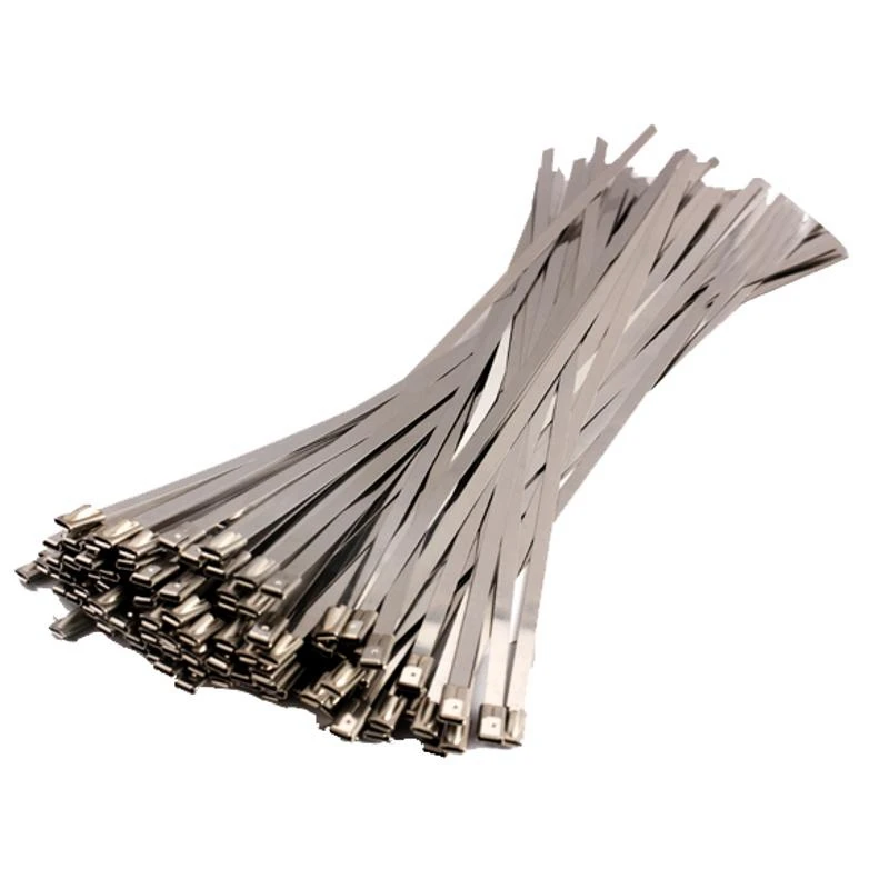 100PCS 4.6X300mm Stainless Steel Exhaust Wrap Coated Locking Metal Cable Zip Ties Self-Locking Stainless Steel Cable Tie