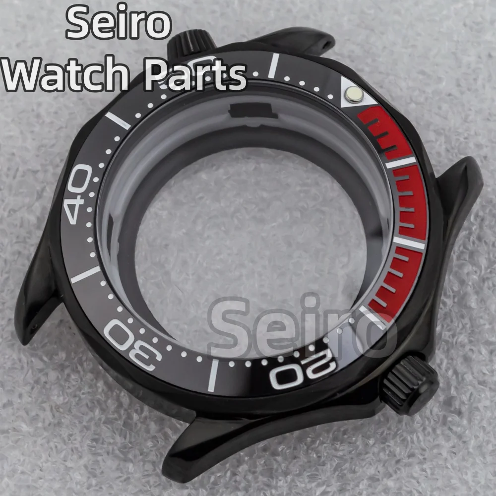 

42mm High Quality Black Case Diving Watch Mens Case Fit NH35 NH36 movement Stainless Steel Watch Box Sapphire Crystal Watch Case