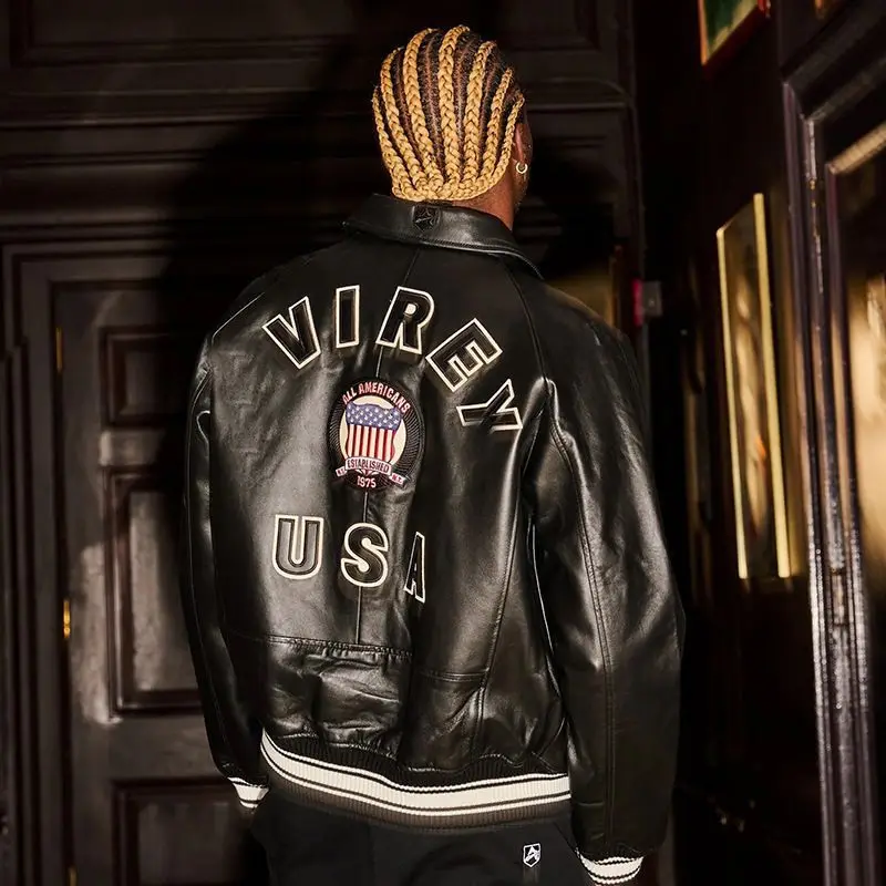 American Functional Letter Embroidered Leather Jacket Loose Couples Short Coat Men WinterJacket Hip Hop Y2k Men Clothing