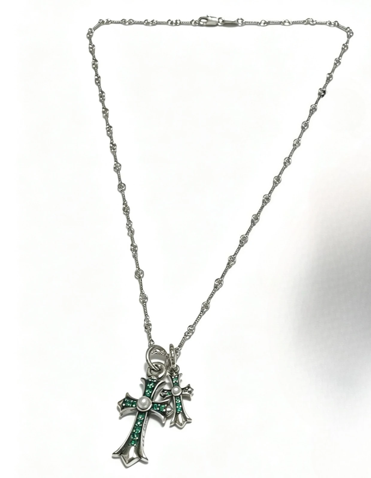 

CH light luxury charm retro old cross pendant necklace S925 sterling silver fashion elegant couple accessories