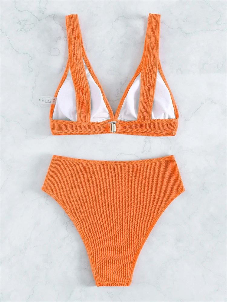 Maillot de bain deux pièces pour femmes, bikini, ensemble deux pièces, sexy, col en V, taille haute, pour la plage, nouvelle collection, 2024