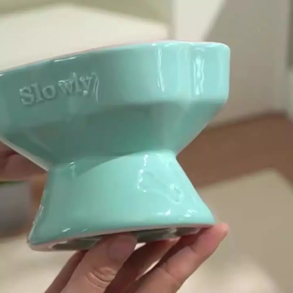 

Anti Knock Ceramic Cat Slow Food Bowl Creative Multi-use Pet High Foot Bowl Non-slip Cute Pet Drinking Feeder Water Container