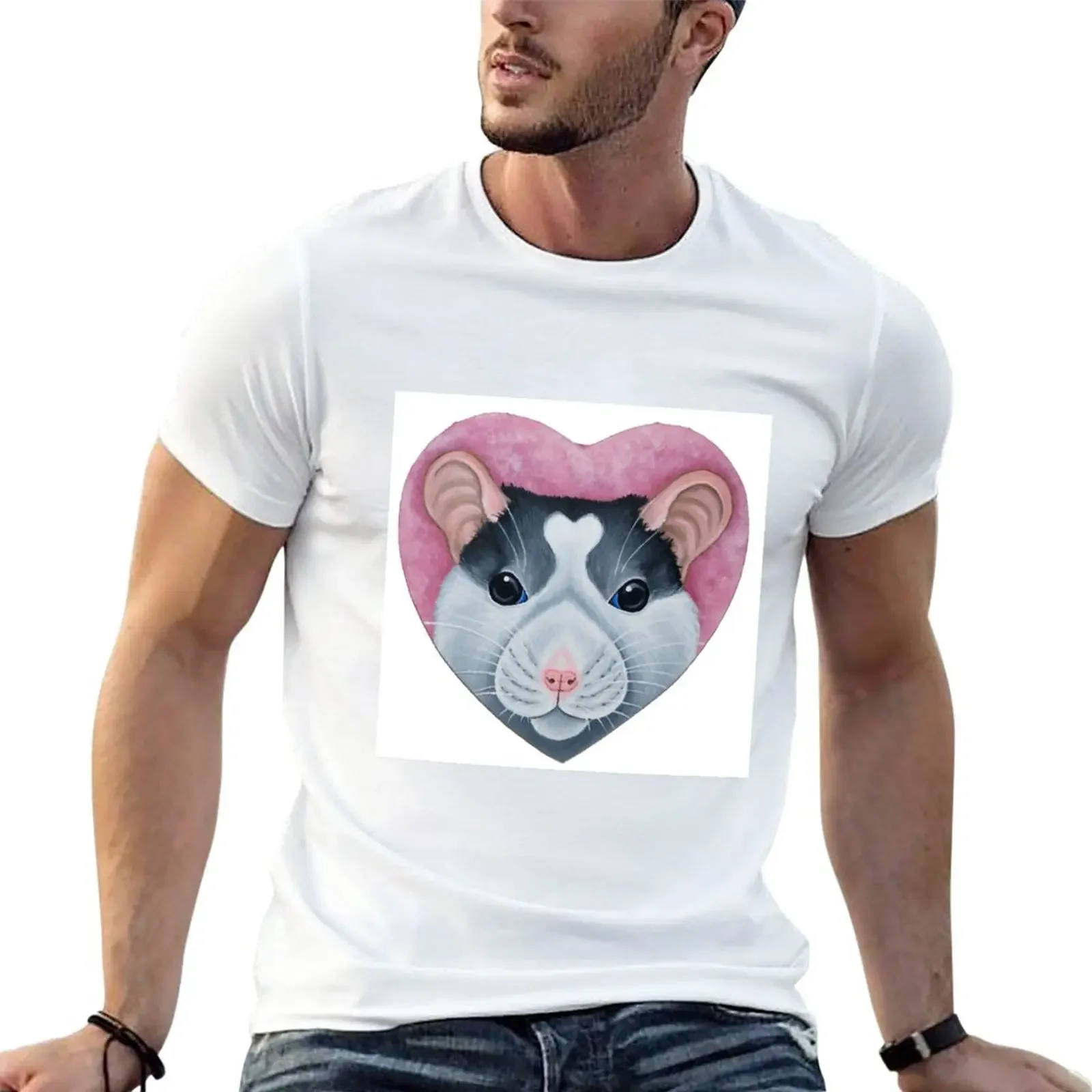 Heart Rat - Roan/Husky Fancy Rat T-Shirt vintage clothes funnys Men's cotton t-shirt