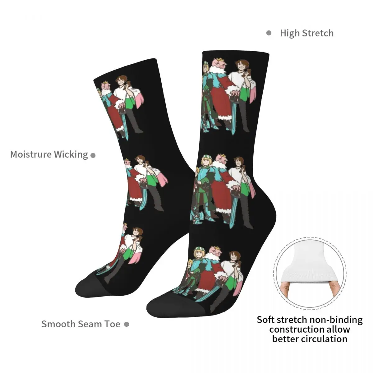 Dream Smp All Members Youtooz6 Socks Harajuku Super Soft Stockings All Season Long Socks Accessories for Unisex Christmas Gifts