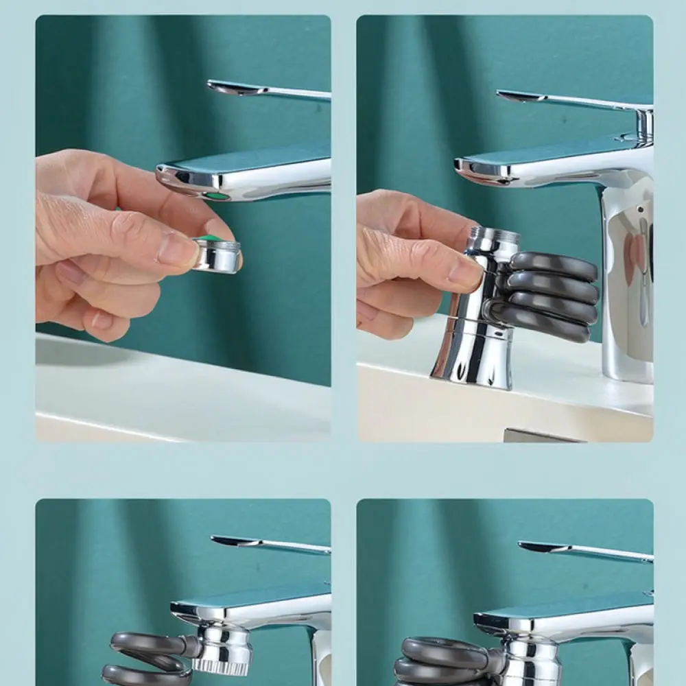 Kitchen Sink Faucet Extension Sprayer Head 360 Rotating Flexible Aerator Anti Splash Pull Out Tap Cleaning Device
