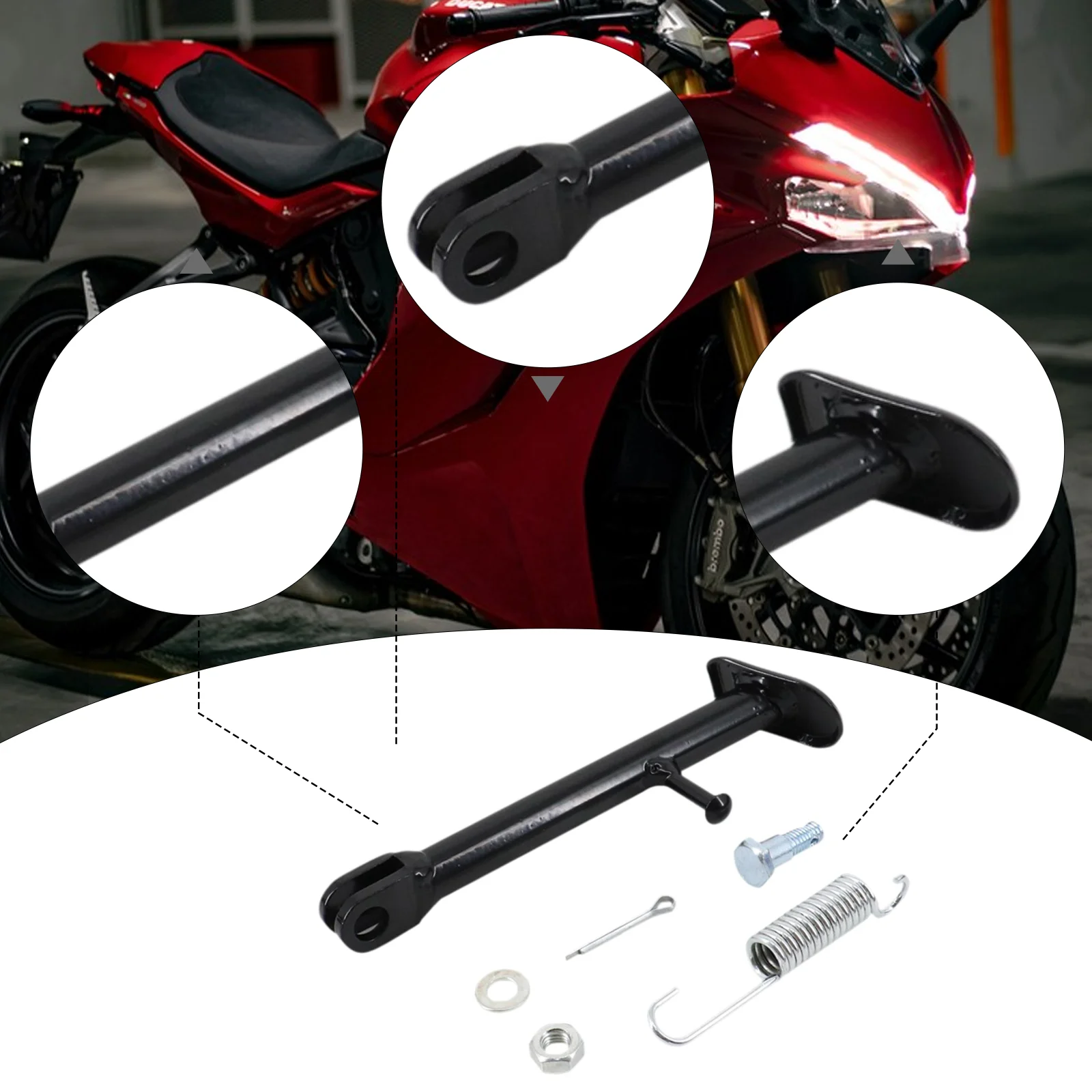 

Motorcycle Kickstand Accessories Versatility for PW80 and Py80 Motorcycle Side Stand Dirt Bike Stand for Scooter Black