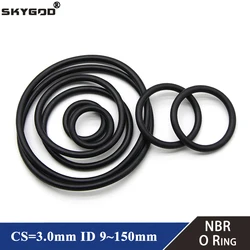 10pcs NBR O Ring Seal Gasket CS 3mm OD 9mm ~ 150mm Automobile Nitrile Rubber Round O Type Corrosion Oil Resist Sealing Washer