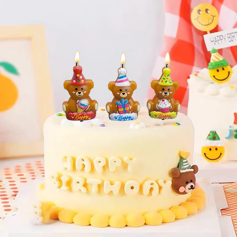 Hot Sale Little Bear Happy Birthday Cake Candle Children's Baby Boys and Girls Animal Bear Candle Party Decoration