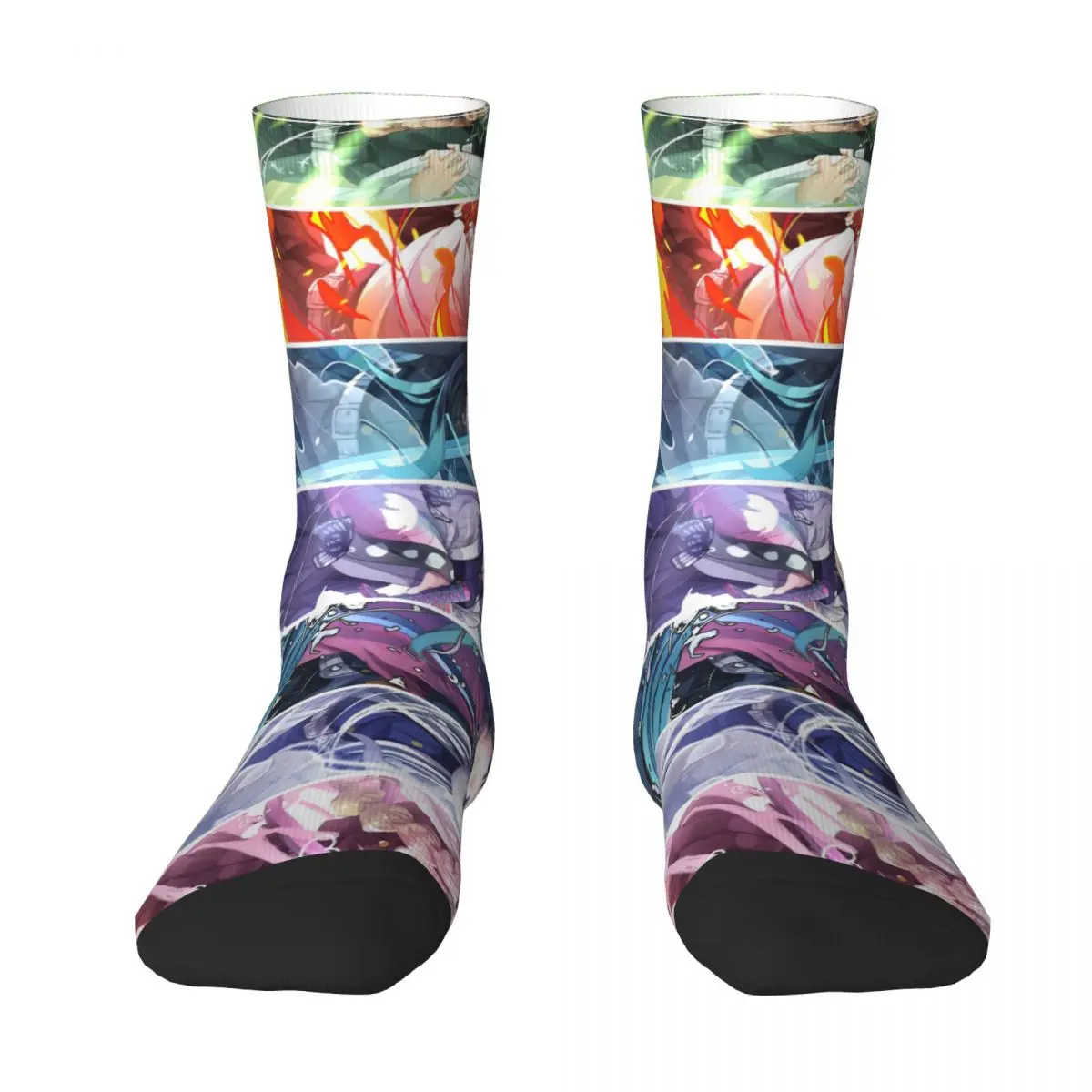 Chaussettes Kimetsu No Yaiba Demon Slayer pour hommes et femmes, beaux cadeaux en élasthanne à la mode, printemps, été, automne et hiver