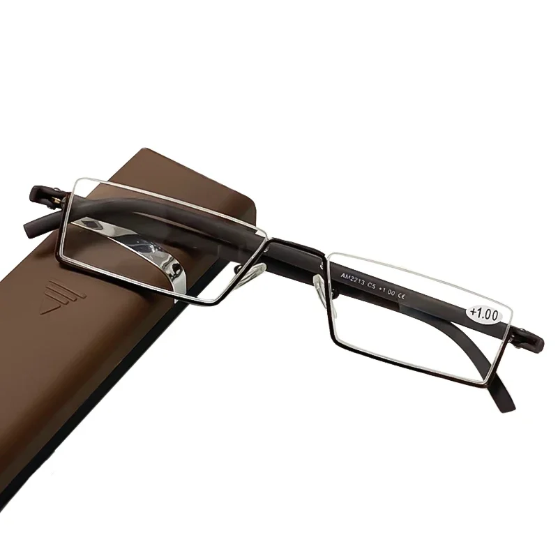 Metal Anti-Blue Light Reading Glasses Men Half Frame Prescription Eyeglasses Male TR90 Eyewear +0 +1.0 +1.5 +2.0 +2.5 +3.0 +3.5