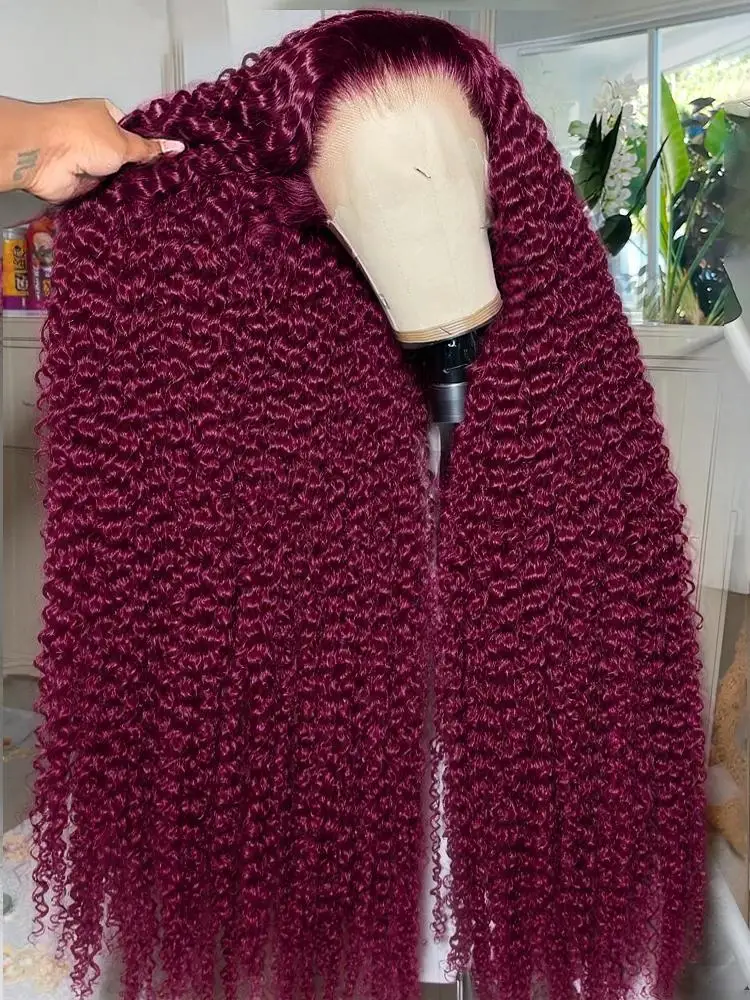 

Парик из натуральных волос с глубокой волной, плотность 250, цвет 99J бордовый, 13x6, с HD-кружевной передней частью, 30-36 дюймов, кудрявые волосы с эффектом водной волны, для женщин