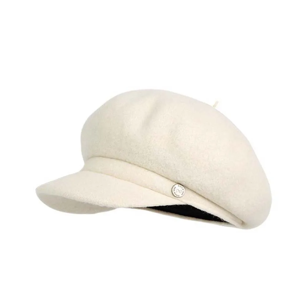 

Casual Solid Color Wool Beret Cap British Style Dome Octagonal Brimless Hat Acrylic Fibers Knitted Women Artist Hat Girls