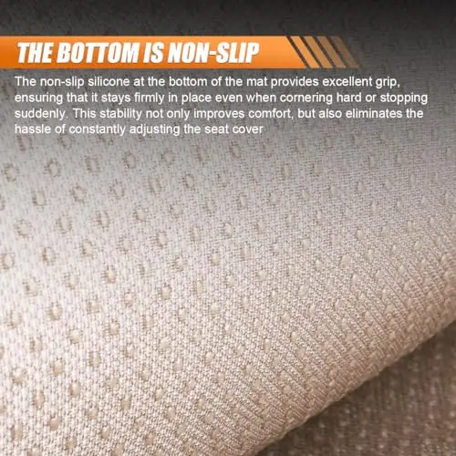 

Beige Universal Car Seat Protector With Breathable Linen Fabric, Non-Slip Base And Storage Compartment