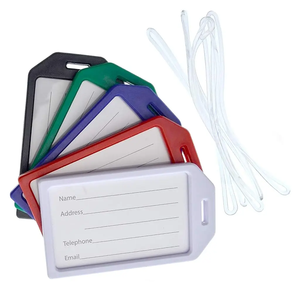 

Free Shipping5 Pack - Premium Rigid Airline Luggage Tag Holders with 6\ Worm Loops - Heavy Duty Hard Plastic -Suitcase ID Tag Id