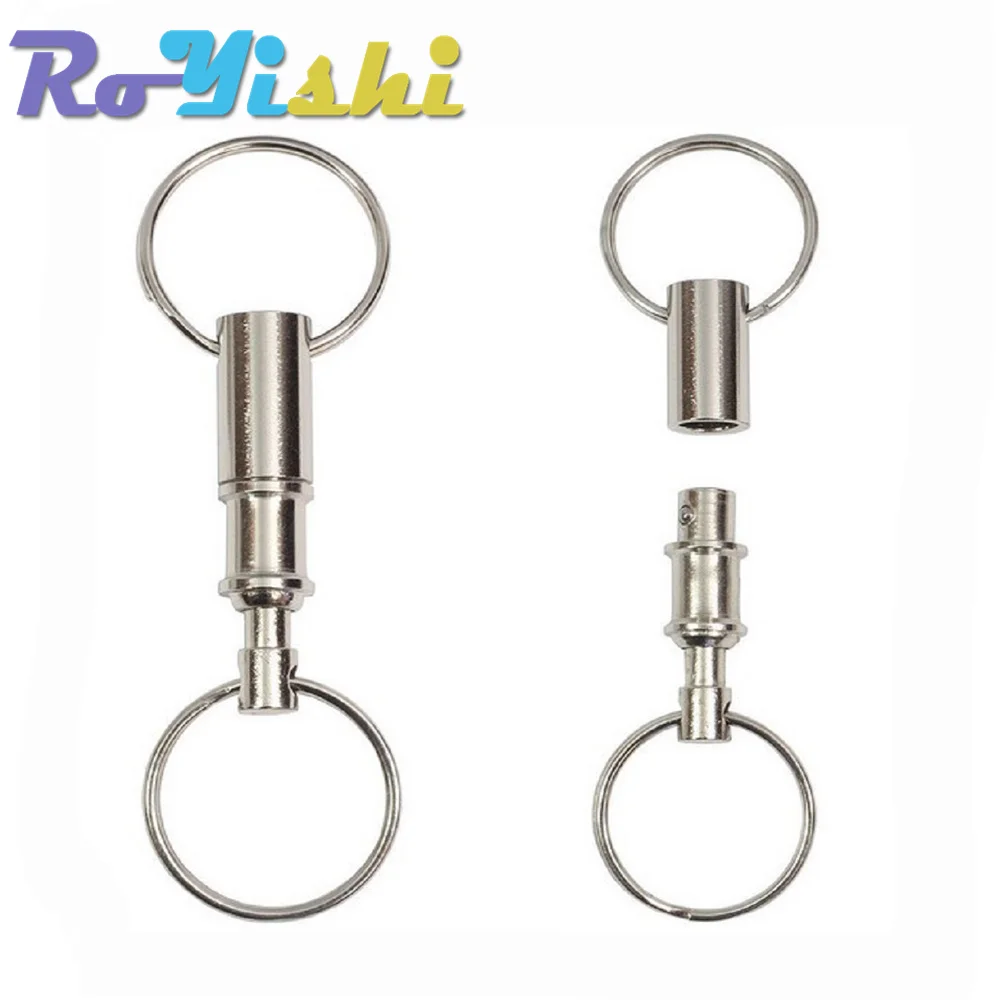 Removable Keyring Quick Release Keychain Dual Detachable Key Ring Snap Lock Holder Steel Pull-Apart Key Rings