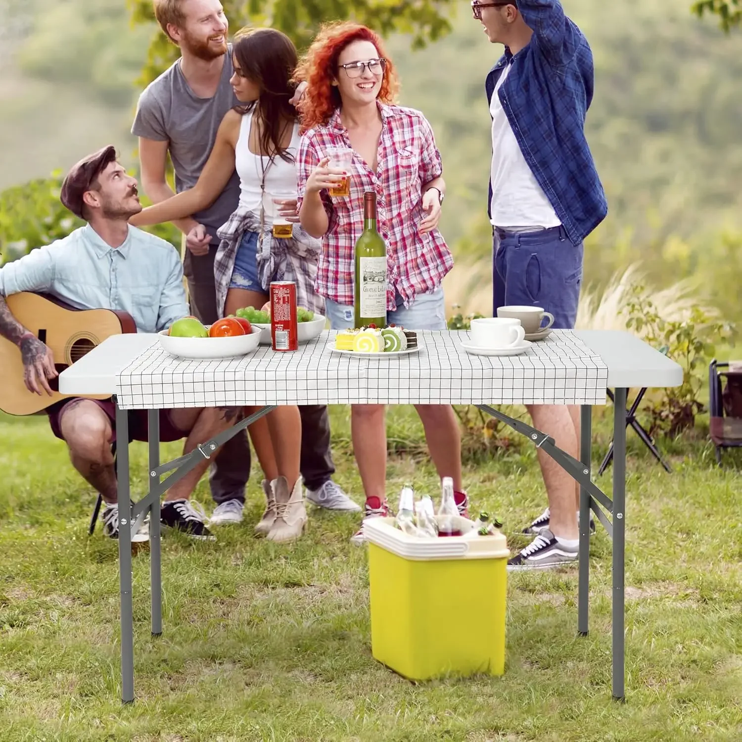 Portable 4 Foot Aluminum Table for Indoor/Outdoor Use Heavy Duty Foldable & Space-Saving Design for Picnics Parties & Camping