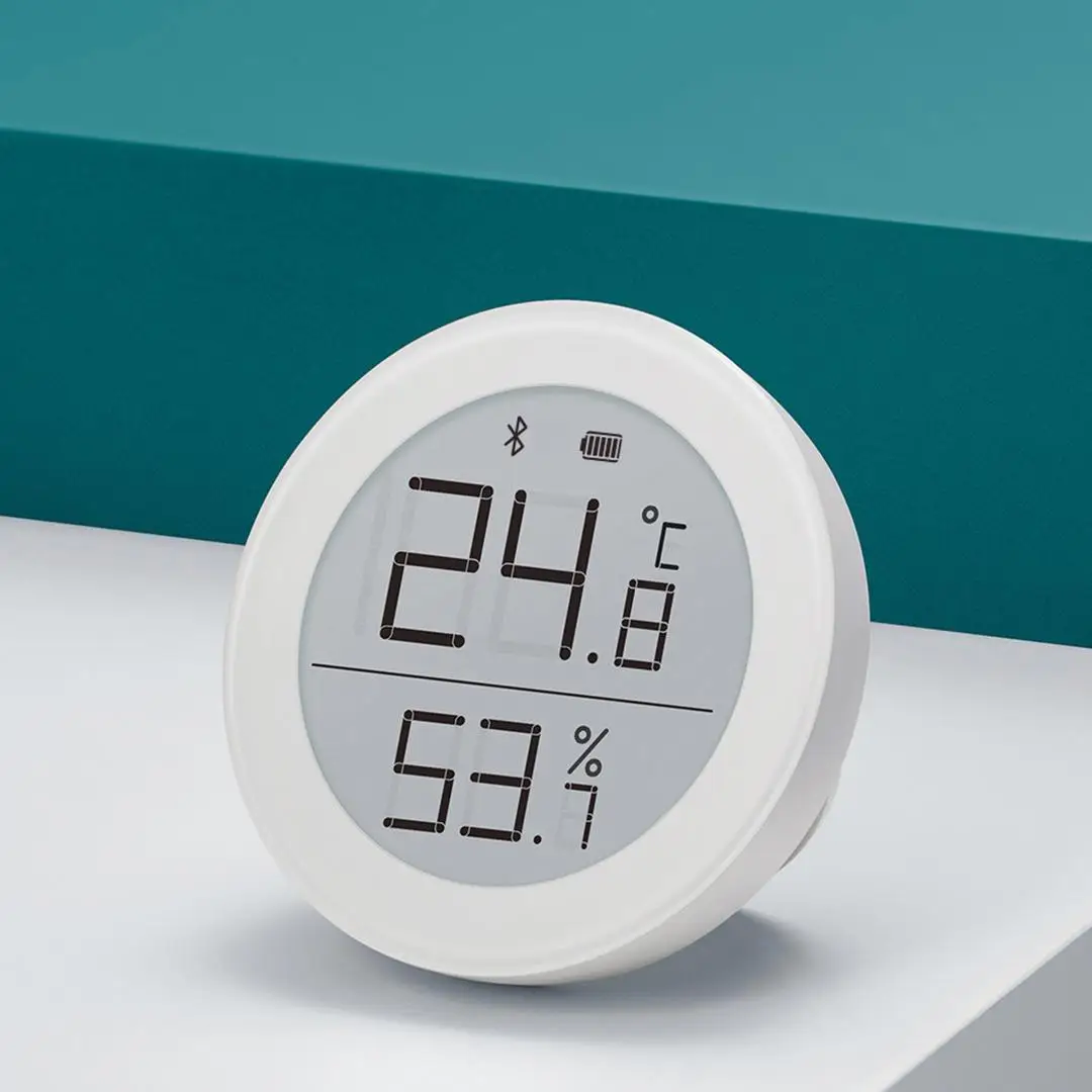 Qingping ميزان الحرارة الرطوبة بلوتوث 5.0 مستشعر درجة الحرارة والرطوبة شاشة الحبر داخلي يعمل مع Mi Home APP Home Switch