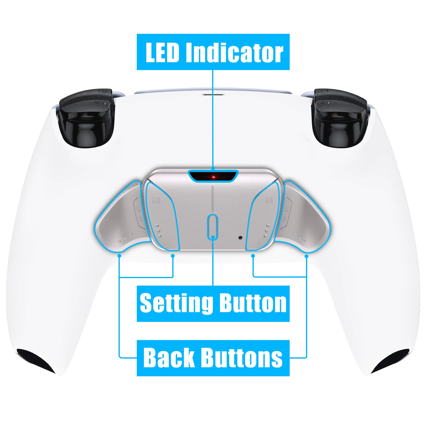EXtremeRate Real Metal Buttons (RMB) Version RISE4 Remap Kit pour manette ps5 BDM-030/040/050, mise à niveau de la carte Back Shell Button