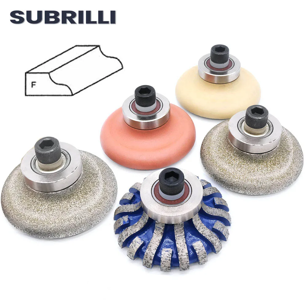 SUBRILLI Diamond Router Bit F20 F30 Profiling Wheel Granite Marble Edge Grinding Wheel M10 Arbor For Hand Held Profiling Machine