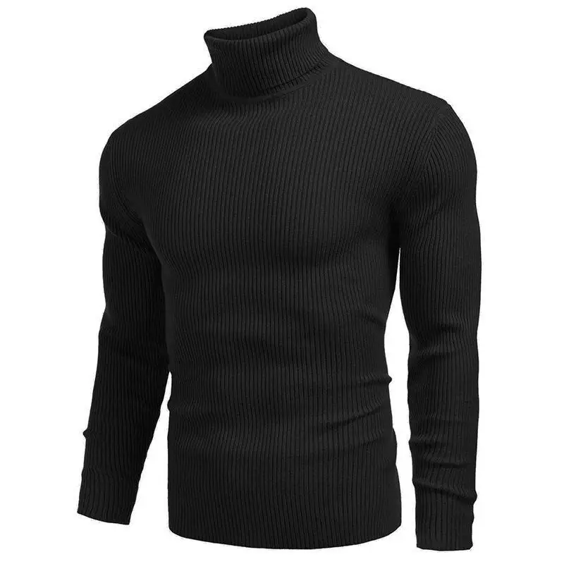 

Trendy American Men's High Collar Knitted Sweater Long Sve Overhead Base irt Casual Sle Warm Color Autumn Wear