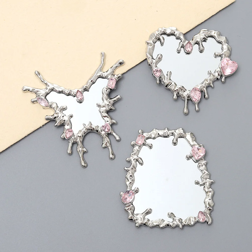 3 قطعة مرآة جيب ريترو عالية الوضوح سطح واضح مرآة يد أنيقة لمستحضرات التجميل في الهواء الطلق لوازم السفر #3