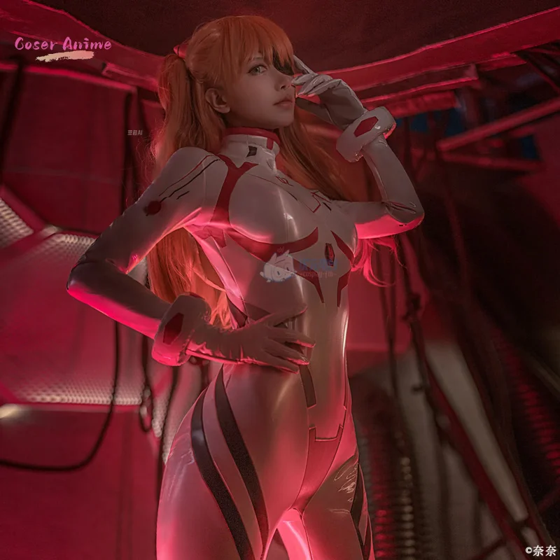 

Asuka Cosplay Anime NEON GENESIS EVANGELION Theater Edition Final Tight White PU Leather Battle Suit