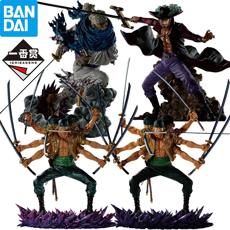 In Stock BANDAI One Piece Ichiban Kuji Genealogy of Shikon Figure Roronoa Zoro Ryuma Dracule Mihawk Anime Action Model Toys Gift