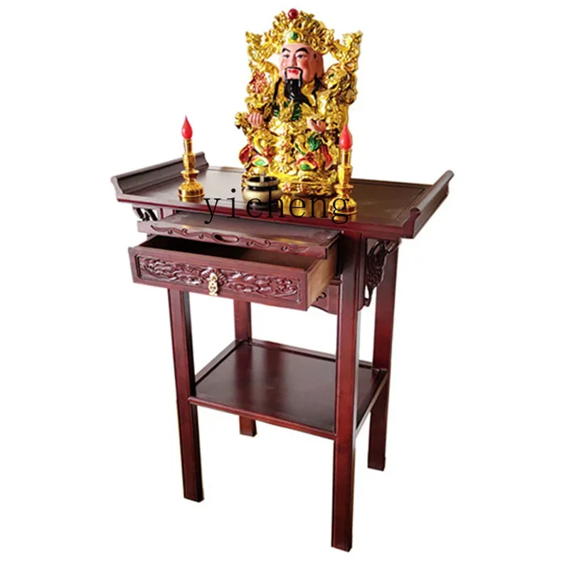 

Solid Wood Altar Buddha Shrine Household Altar Incense Burner Table Economical Chinese Buddha Niche