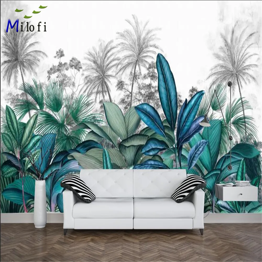 

Milofi Custom Large 3D Printing Wallpaper Mural Atmospheric Luxury Vinyl Premium Plant Leaves Home Decor Painting