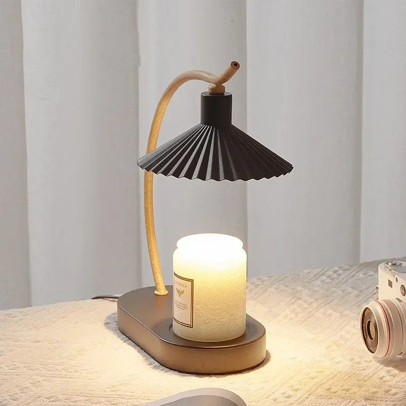 Pleated Shade Candle Melting Table Lamp Candle Heating Lamp Safe Candle Melt Warmer Light Dimm Switch with Timer Home Fragrance