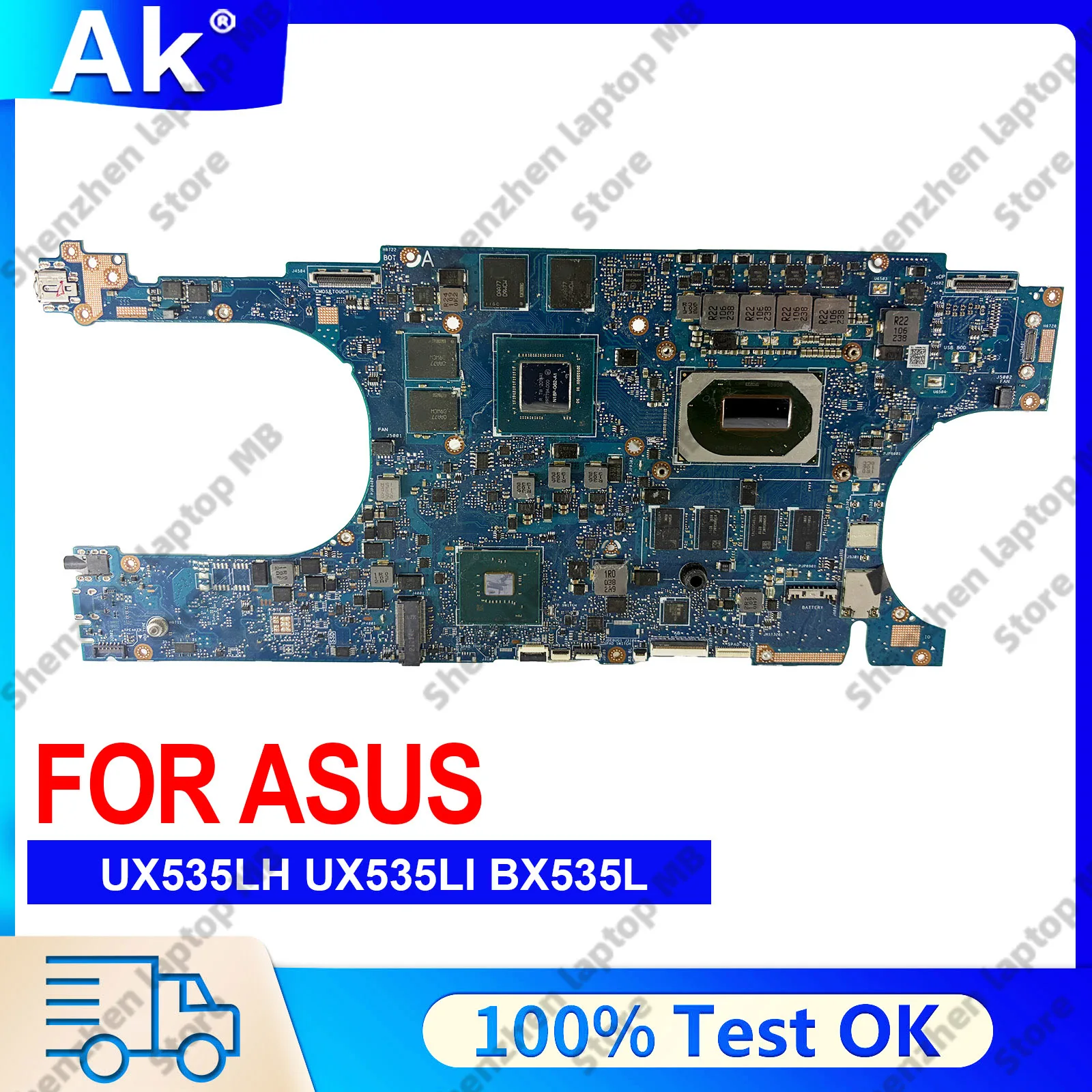 

UX535LH Laptop Motherboard For ASUS ZenBook UX53Li BX535L UX53LH BX535LH BX535LI UX535 Notebook Mainboard With 10th Gen i5 i7