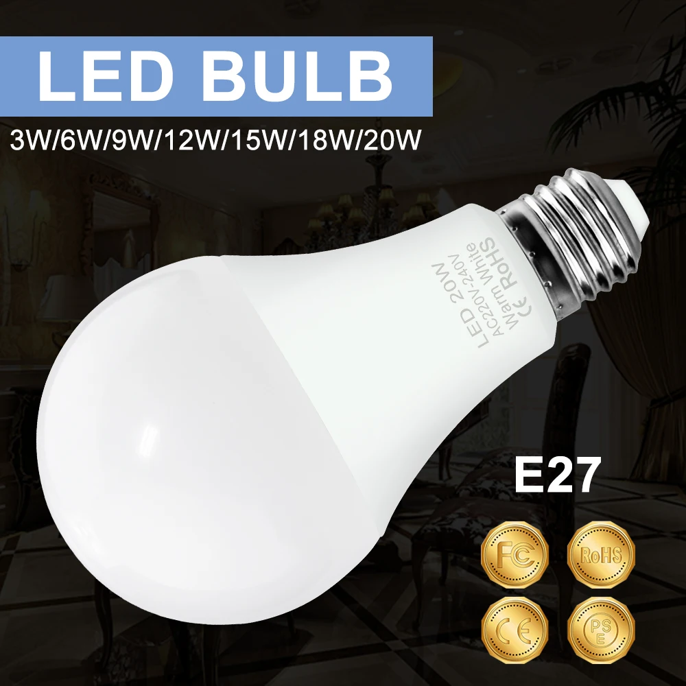 

LED Bulb E27 Lamp E14 Light 220V Bombillas 240V Ampoule 2835 SMD Leds Chandeliers For Home Living Room Energy Saving Lighting