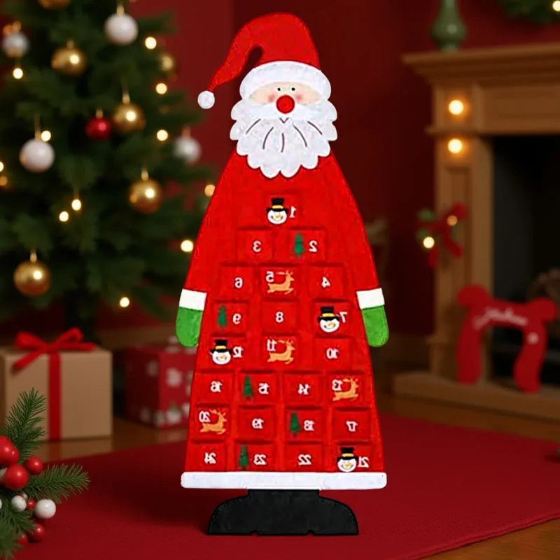 Filz-Adventskalender, Weihnachtsbaum, Countdown, Wandbehang, festlich, wiederverwendbar, Dekoration, Geschenk, Weihnachtsmann-Ornamente, Party-Dekoration, Zubehör