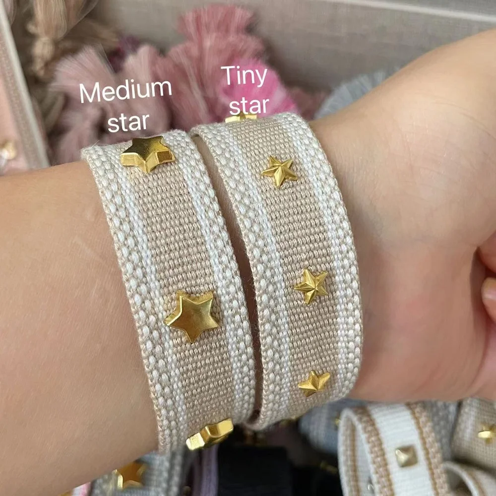 أساور الصداقة الكلاسيكية بنجمة القمر ، أساور ذراع منسوجة قابلة للتعديل ، مجوهرات مكدسة