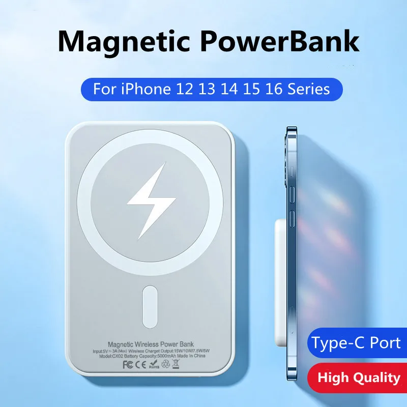 Magnetic Powerbank Type-C Prot For Apple External Battery Portable Wireless Charger for iPhone Magsafe Power Bank Spare Battery image 2